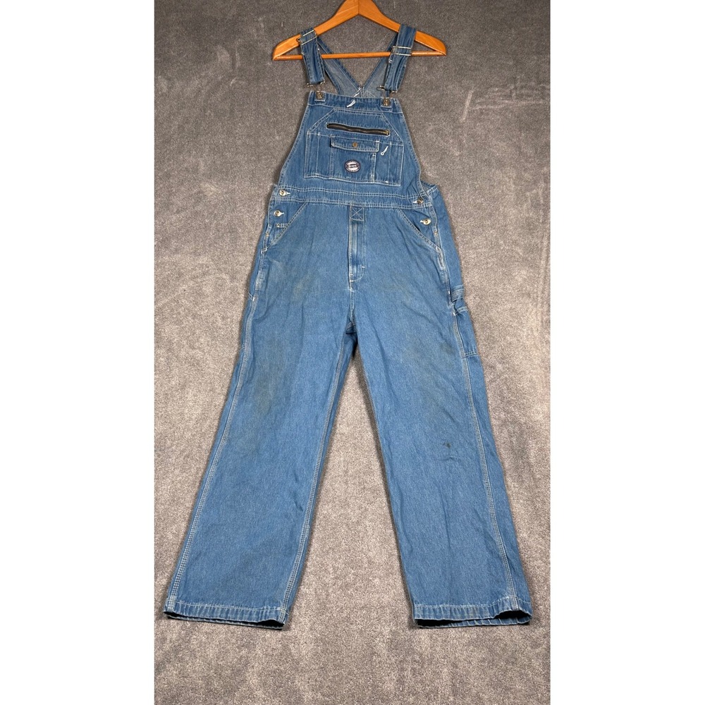 VTG Berne Workwear Bib Overalls Mens Denim Medium Wash Carpenter Dungarees 38x28